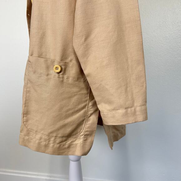 Liz Sport Linen Cotton Blazer Jacket Vintage Small WomensTan Oversized 90s Y2K - Picture 10 of 13